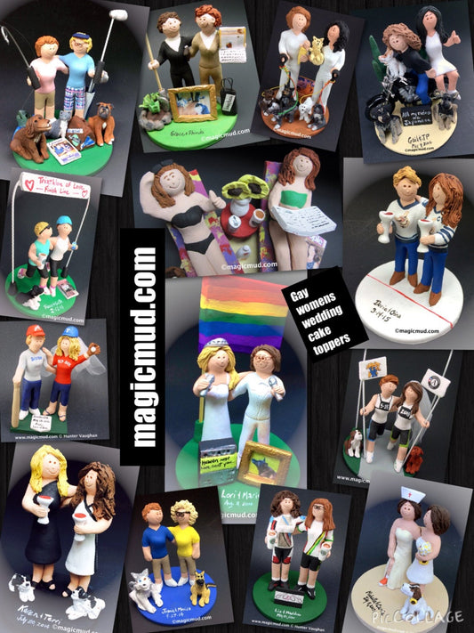 Gay Women's Wedding Caketopper,Lesbian Wedding Cake Topper, Gay Wedding Figurine, Same Sex WeddingCake Topper, Cake Topper for Lesbians - iWeddingCakeToppers