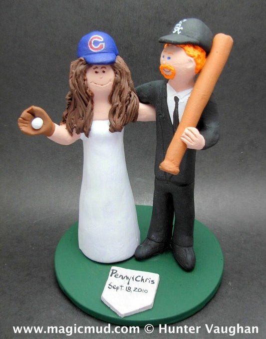 White Sox Baseball Wedding Cake Topper, Wedding Anniversary Gift for White Sox Fans, Chicago Cubs Baseball Wedding Anniversary Gift.