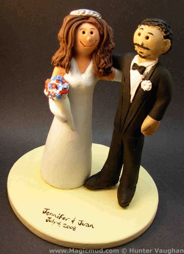 Hispanic Groom Marries American Bride Wedding Cake Topper - Custom Made to Order
