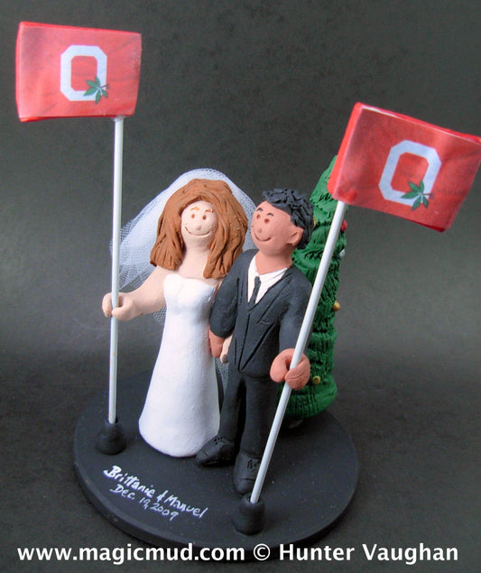 Hispanic Groom Marries Caucasian Bride Wedding Cake Topper, African American Groom Wedding CakeTopper, Ohio State Wedding Anniversary Gift. - iWeddingCakeToppers