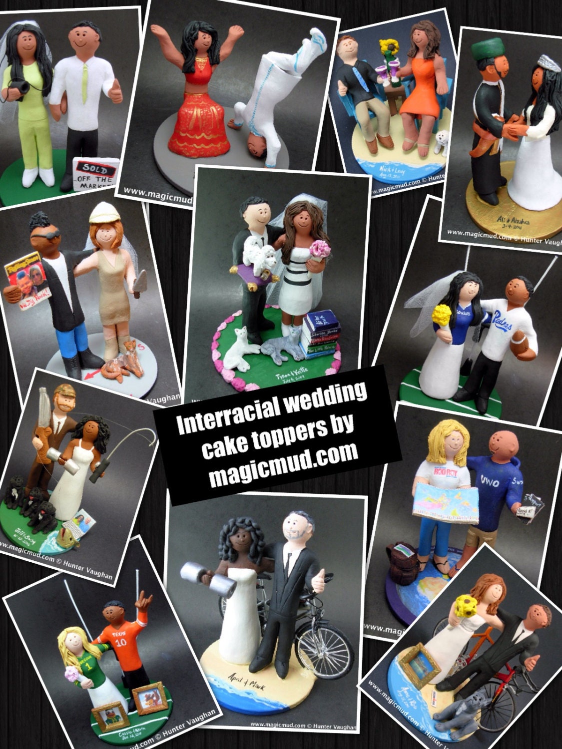 Hispanic Groom Marries American Bride Wedding Cake Topper - Custom Made to Order