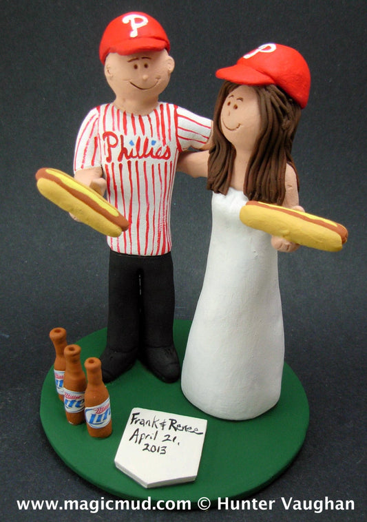 Beer and Hot Dogs Wedding Cake Topper,Phillies Wedding Cake Topper, Phillies Wedding Anniversary Gift/Cake Topper, Baseball Anniversary Gift