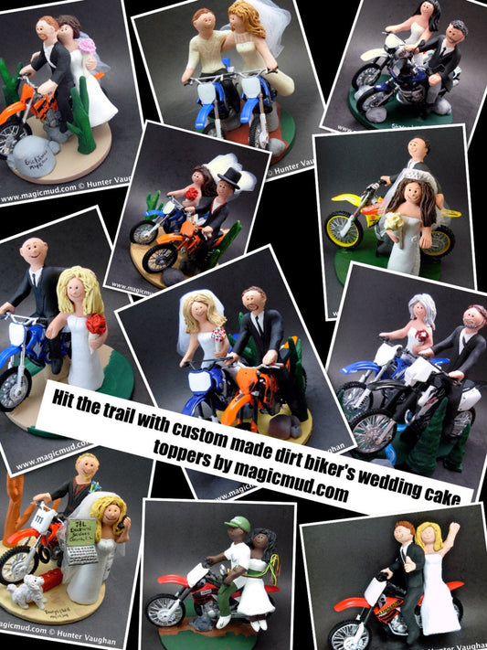 Dirt Biker's Motorcycle Wedding CakeTopper, Anniversary Gift for Honda Motorcycle Riders, Dirt Biker's Wedding Anniversary Gift/Cake Topper. - iWeddingCakeToppers