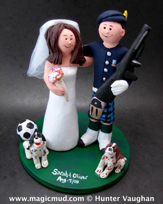 Soldier in Kilt and Uniform Wedding Cake Topper, Husband in Kilt Wedding Anniversary Gift/Cake Topper, Kilt Wedding Anniversary CakeTopper, - iWeddingCakeToppers