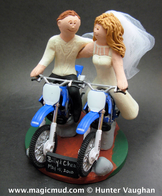 Wedding CakeTopper for Yamaha Dirt Bike Motorcycle Riders, Anniversary Gift for Honda Motorcycle Riders,Wedding Anniversary Gift/Cake Topper