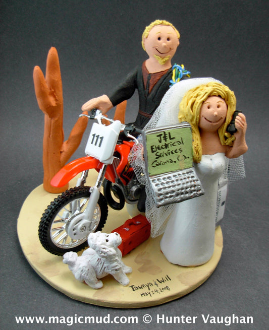 Honda Dirt Bike Wedding Cake Topper , Anniversary Gift for Honda Motorcycle Riders, Honda Dirt Biker's Wedding Anniversary Gift/Cake Topper. - iWeddingCakeToppers
