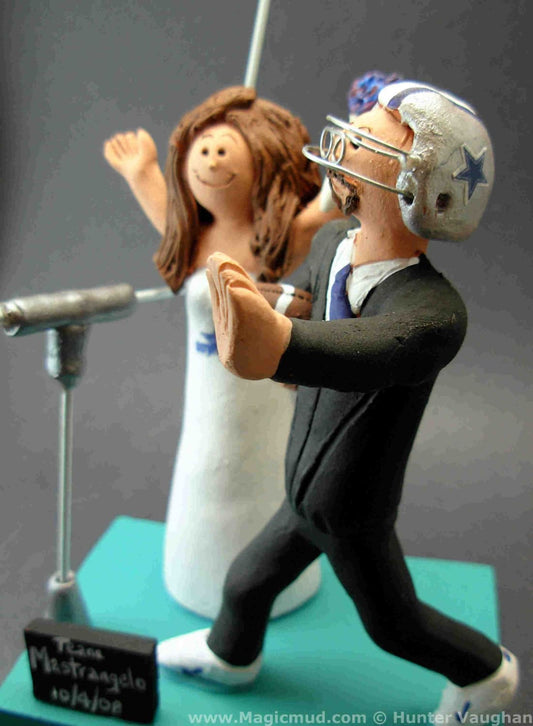 Dallas Cowboys Football Wedding Cake Topper, Football Bride and Groom Wedding Cake Topper, NFL Football Wedding CakeTopper,NCAA Caketopper