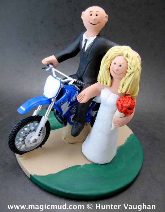 Yamaha Off Road Motorcycle Wedding Cake Topper, Motorcycle Wedding Anniversary Gift, Yamaha Motorcycle Wedding Anniversary Gift. - iWeddingCakeToppers