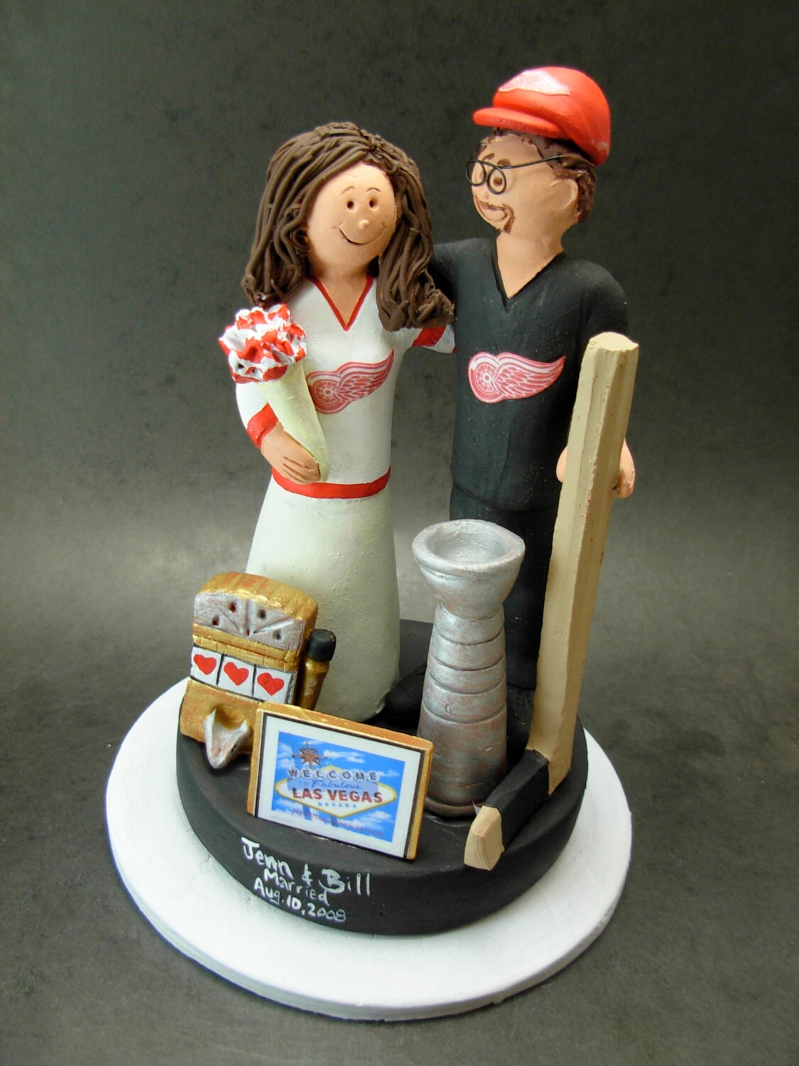Detroit Red Wings Hockey Wedding Cake Topper, Slot Machine Wedding Cake Topper, 1 Armed Bandit Wedding CakeTopper,Vegas Wedding Caketopper
