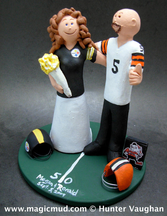 Steelers Bride Wedding Cake Topper, Cleveland Browns Football Wedding Cake Topper, Football Wedding Anniversary Cake Topper,