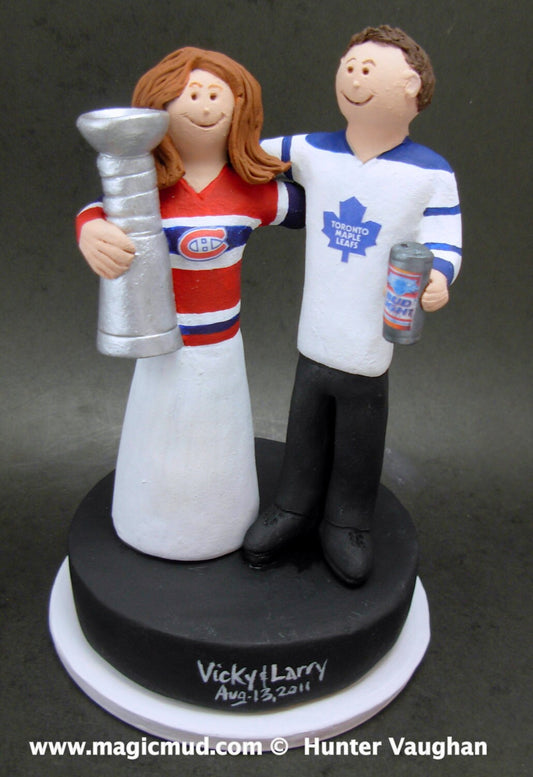 Stanley Cup Hockey Wedding Cake Topper, Montreal Canadians Wedding Anniversary Gift, Toronto Maple Leaf's Wedding CakeTopper,