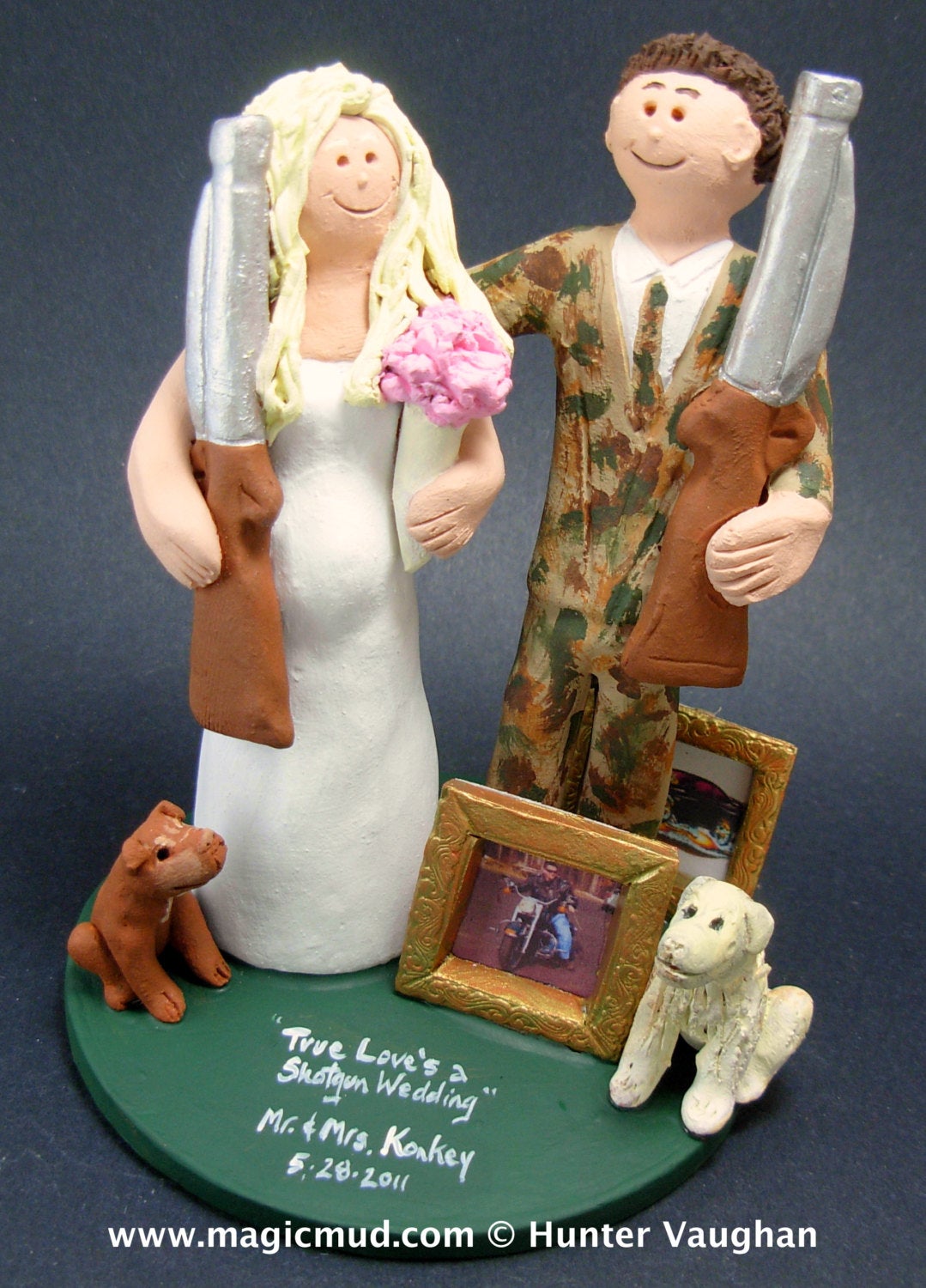 Shotgun Wedding Cake Topper, Hunters Wedding Cake Topper, Redneck Wedding Cake Topper, Camouflage Groom Wedding Cake Topper, Shotgun Bride - iWeddingCakeToppers