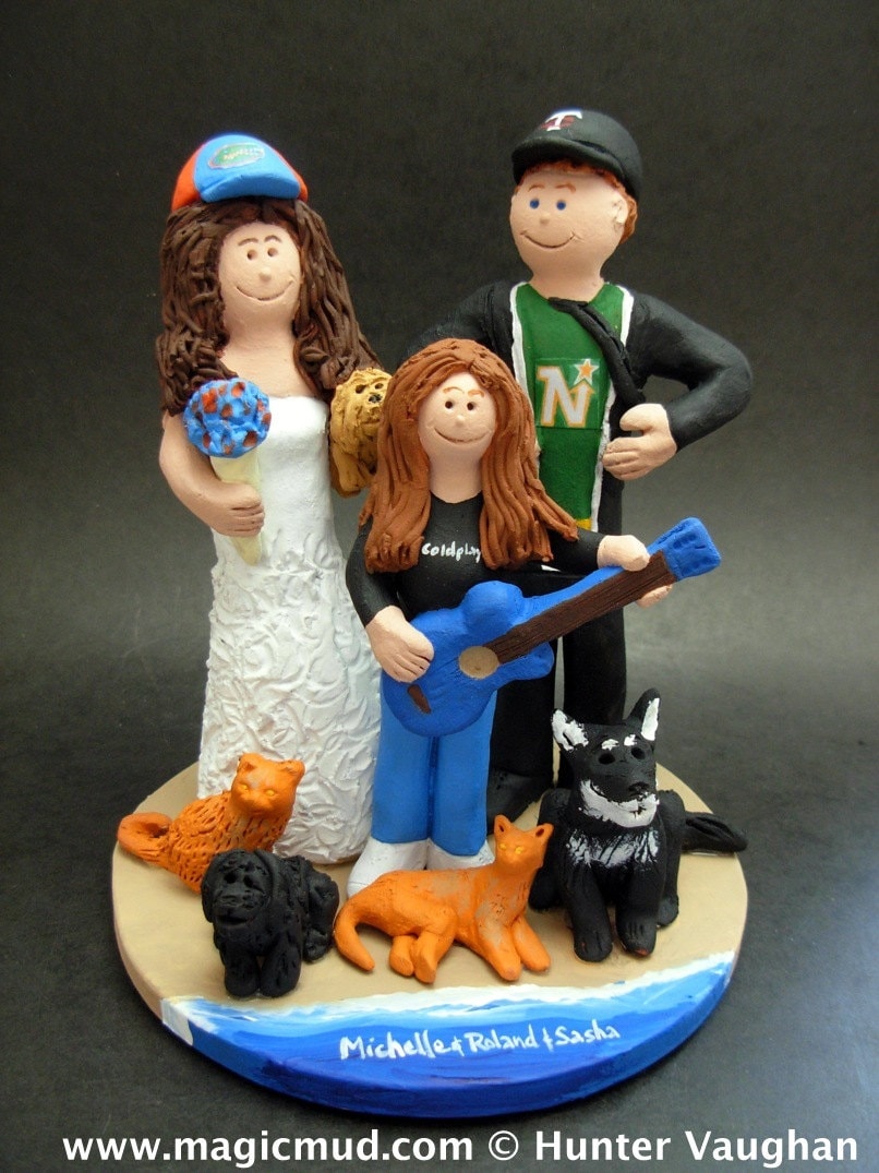 Mixed Race Family Wedding Cake Topper, Wedding CakeTopper with Kids, 2nd Marriage CakeTopper, Wedding CakeTopper with Children,family topper