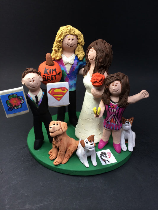 Wedding Cake Topper for a Blended Family, Mixed Family Wedding Cake Topper, Step Family Wedding Cake Topper, Family Wedding Caketopper - iWeddingCakeToppers