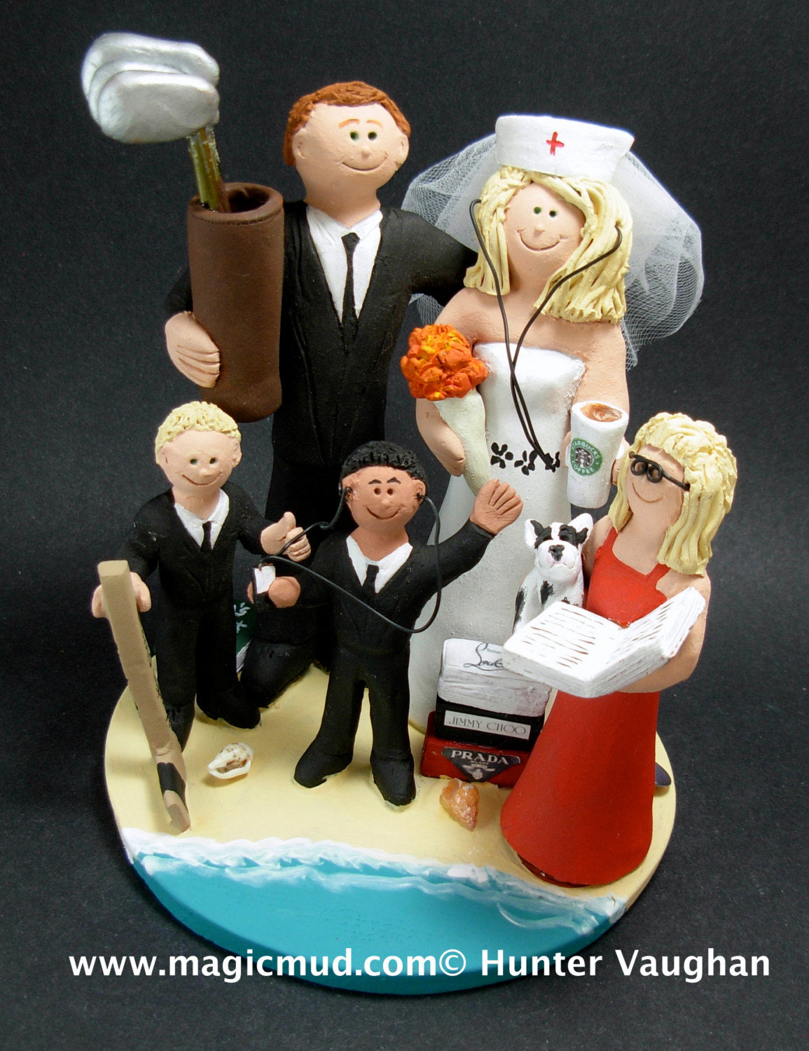 Wedding Cake Topper with Our Children, Wedding CakeTopper with Children, Mixed Family Wedding Cake Topper, Blended Family Wedding CakeTopper - iWeddingCakeToppers