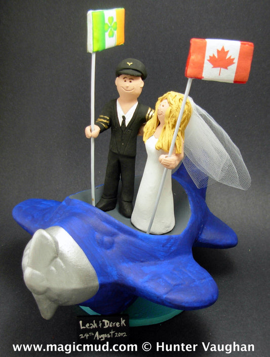 Canadian Bride Wedding Cake Topper, Irish Flag Groom Wedding Cake Topper, International Marriage Wedding Cake Topper - Custom Made to Order - iWeddingCakeToppers