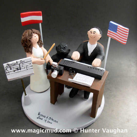 European (Latvia) Bride American Groom Wedding Cake Topper, International Marriage Wedding Cake Topper,Wedding CakeTopper with Country Flags - iWeddingCakeToppers