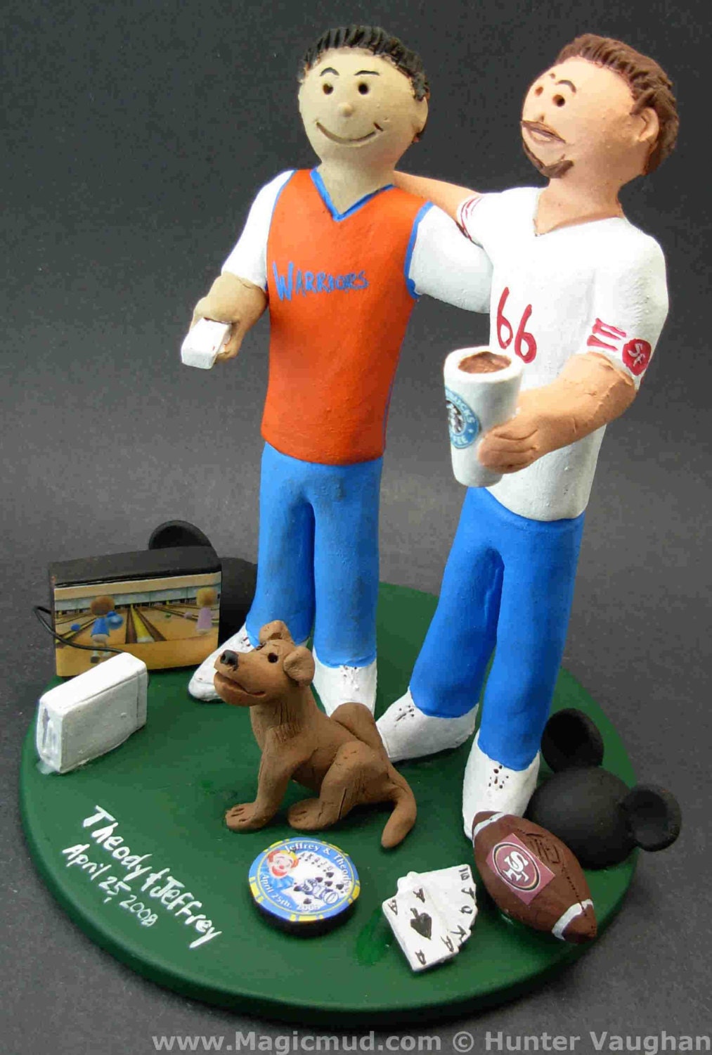 Interracial Same Sex Men's Wedding Cake Topper, Gay Bi-Racial Wedding Cake Topper, Two Grooms Wedding Cake Topper, Gay Wedding Cake Topper