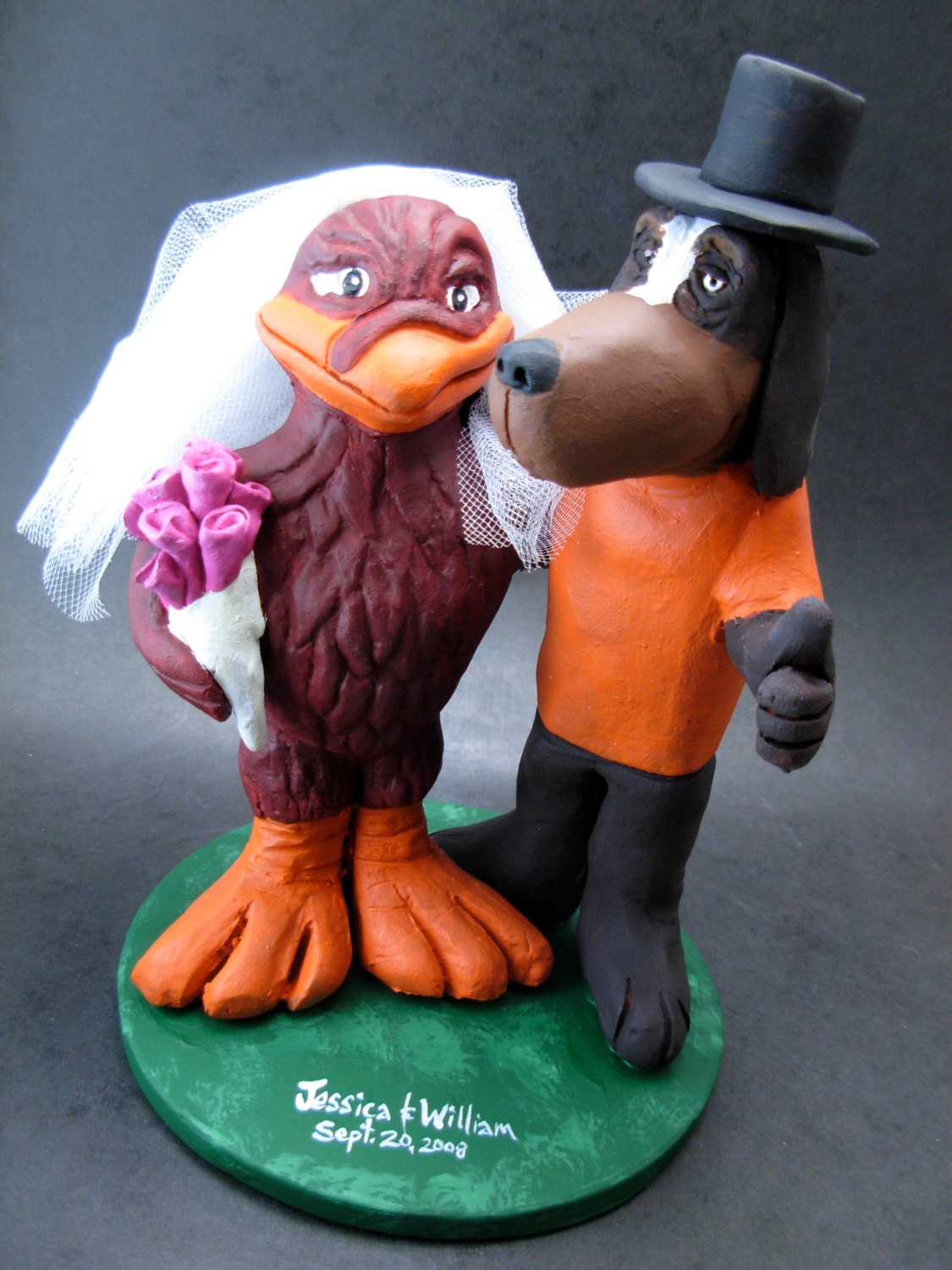 Hokie Bird Wedding Cake Topper - Custom Made
