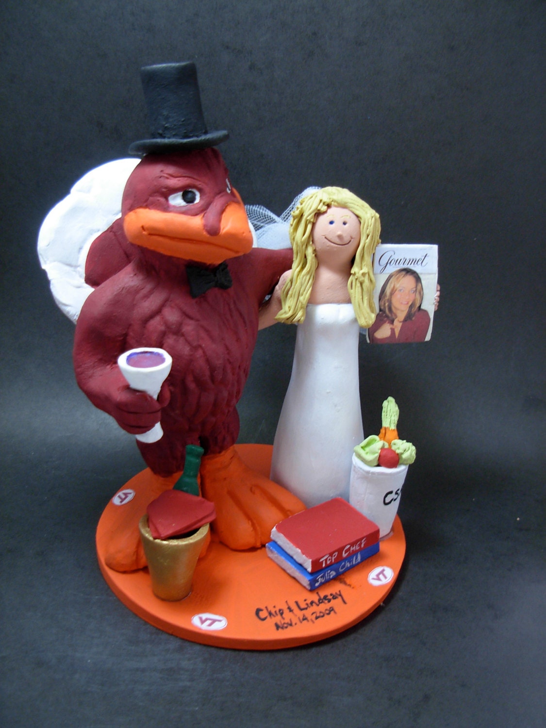 Hokie Bird Wedding Cake Topper - Custom Made