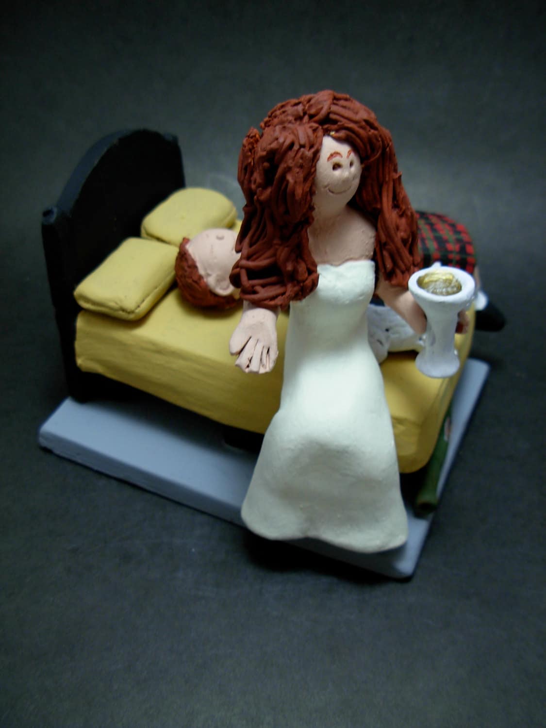 Drunken Groom Passed Out Wedding Cake Topper, Groom in Kilt Wedding Cake Topper, Drunk Bride and Groom Wedding Cake Topper