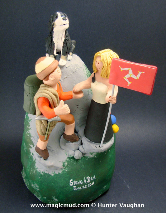 Mountaineering Bride and Groom Wedding Cake Topper - Custom Made Mountain Climbers Wedding Cake Topper,  Hiker's Wedding Cake Topper