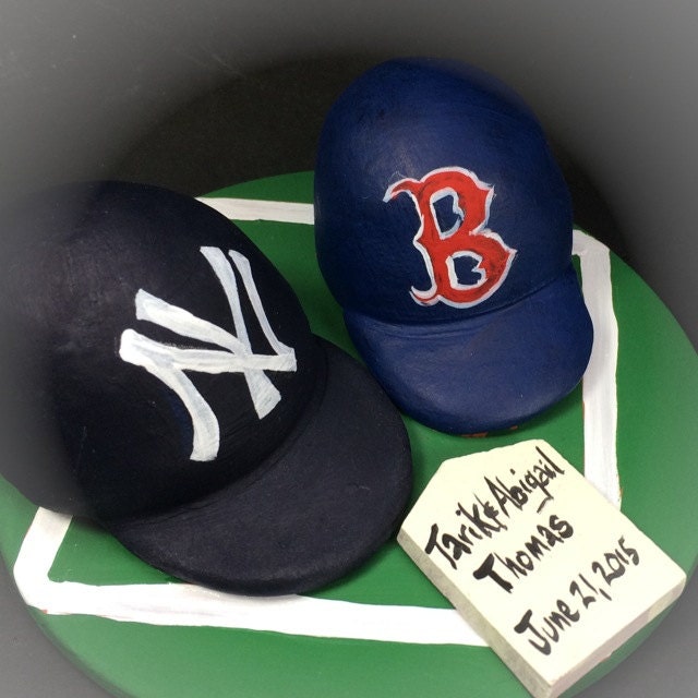Red Sox Bride Yankees Groom Baseball Wedding Cake Topper - New York Yankees Wedding Cake Topper, Boston Red Sox Wedding Cake Topper