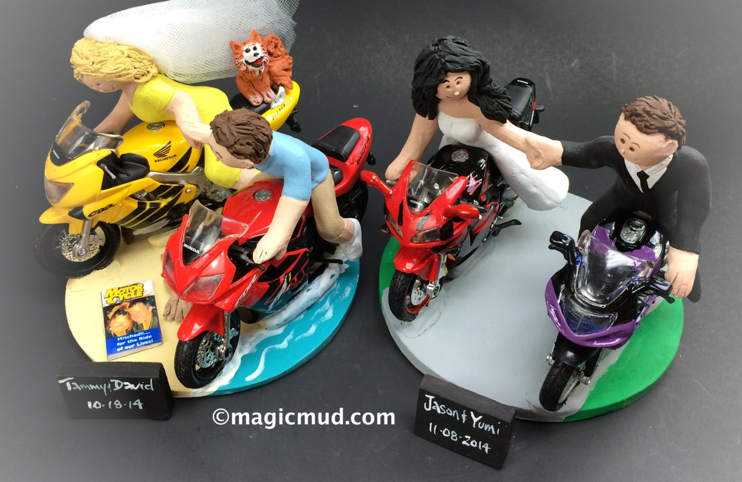 Crotch Rocket Motorcycles Wedding Cake Topper - Custom made Motorcycle Wedding Cake Topper, Honda Motorcycle Wedding Cake Topper
