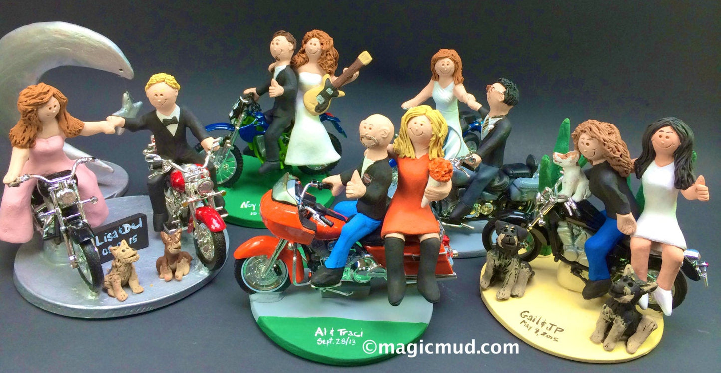 Desert Dirt Bikers Wedding Cake Topper, KTM Motorcycle Wedding Cake Topper, Honda Dirt Bike Wedding Cake Topper, Bikers Wedding Cake Topper - iWeddingCakeToppers