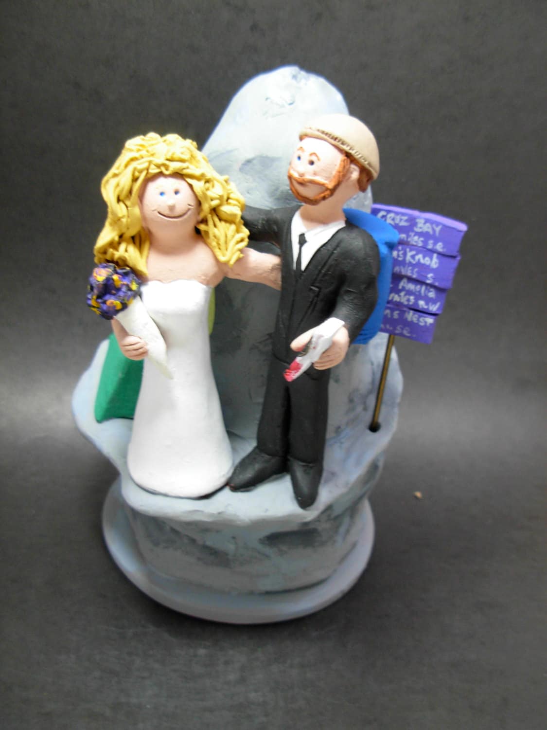 Mountaineering Bride and Groom Wedding Cake Topper - Custom Made Mountain Climbers Wedding Cake Topper,  Hiker's Wedding Cake Topper