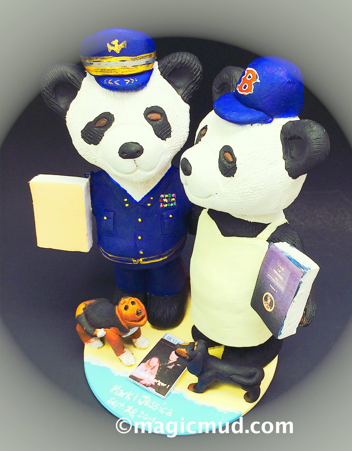 Pandas Wedding Cake Topper - Custom Made Panda Bear Wedding Cake Topper, Wedding Cake Topper with Panda Bears