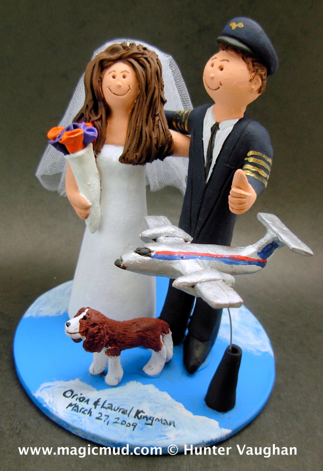 Pilot's Wedding Cake Topper - Custom Made Airline Wedding Cake Topper - Airplane Wedding Cake Topper - Air Force Pilot Wedding Cake Topper
