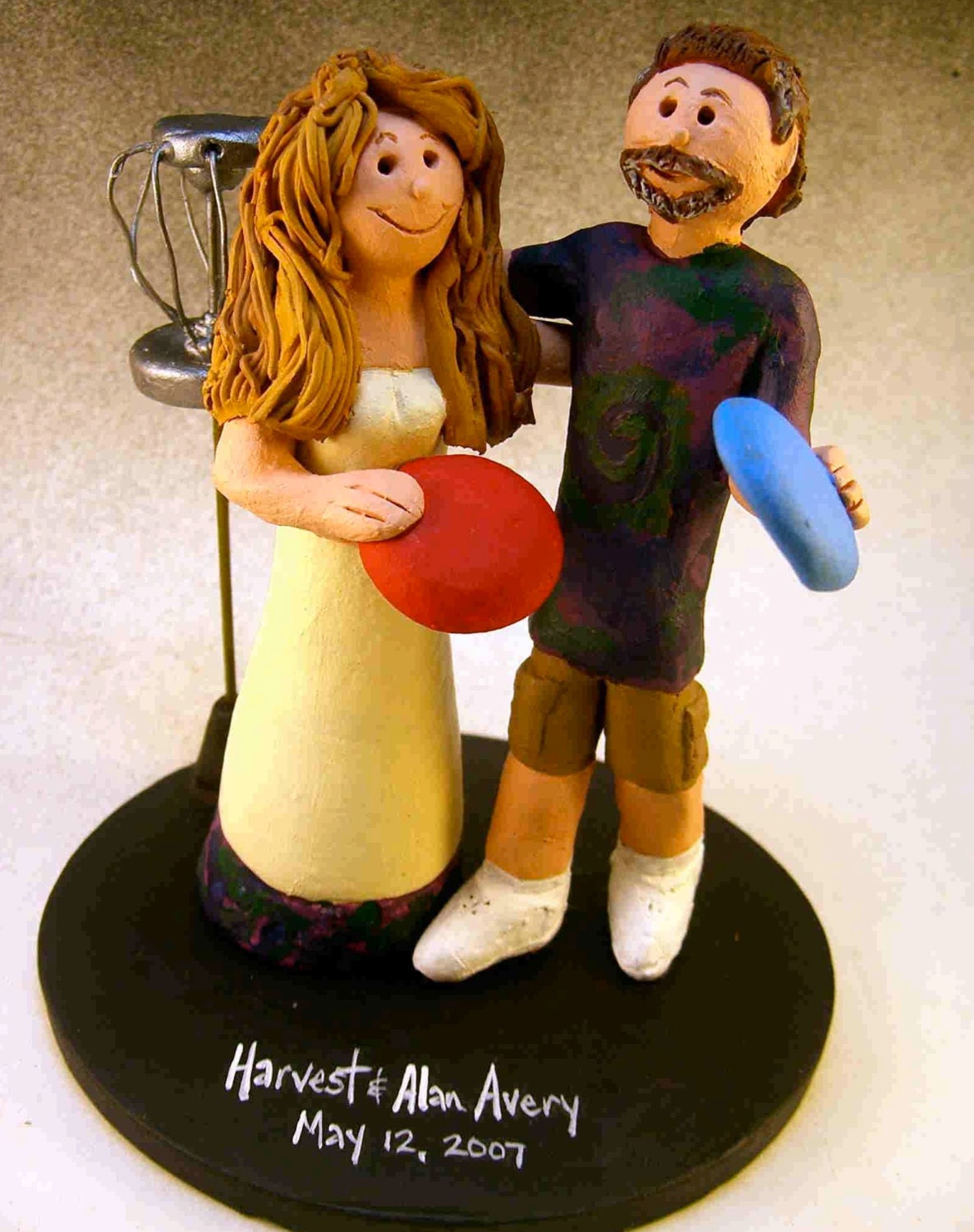 Disc Golf Wedding Cake Toppers, Custom Made Frisbee Golf Wedding Cake Topper - Frisbee Wedding Cake Topper - Custom Wedding Cake Topper
