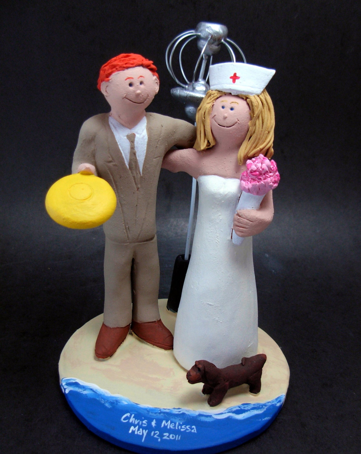 Disc Golf Wedding Cake Toppers, Custom Made Frisbee Golf Wedding Cake Topper - Frisbee Wedding Cake Topper - Custom Wedding Cake Topper