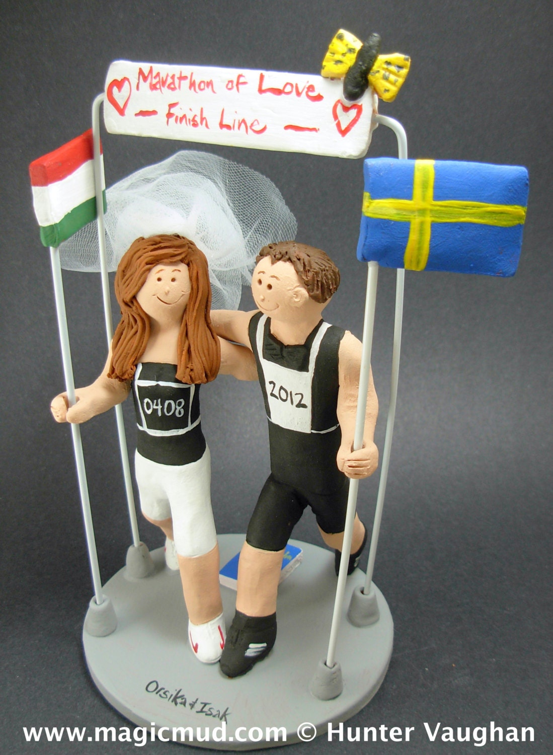 Triathelete's Wedding Cake Topper - Custom Made Marathon Wedding Cake Topper - Jogger's Wedding Cake Topper - Athlete's Wedding Cake Topper
