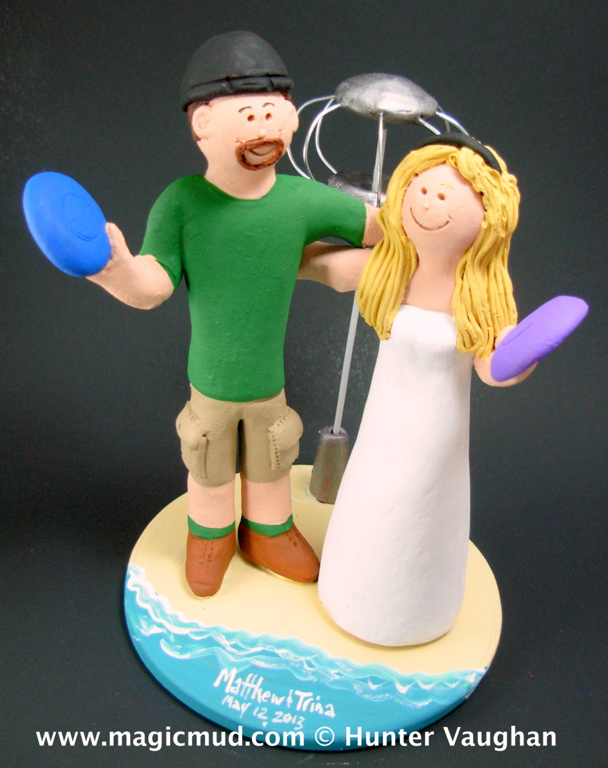 Disc Golf Wedding Cake Toppers, Custom Made Frisbee Golf Wedding Cake Topper - Frisbee Wedding Cake Topper - Custom Wedding Cake Topper