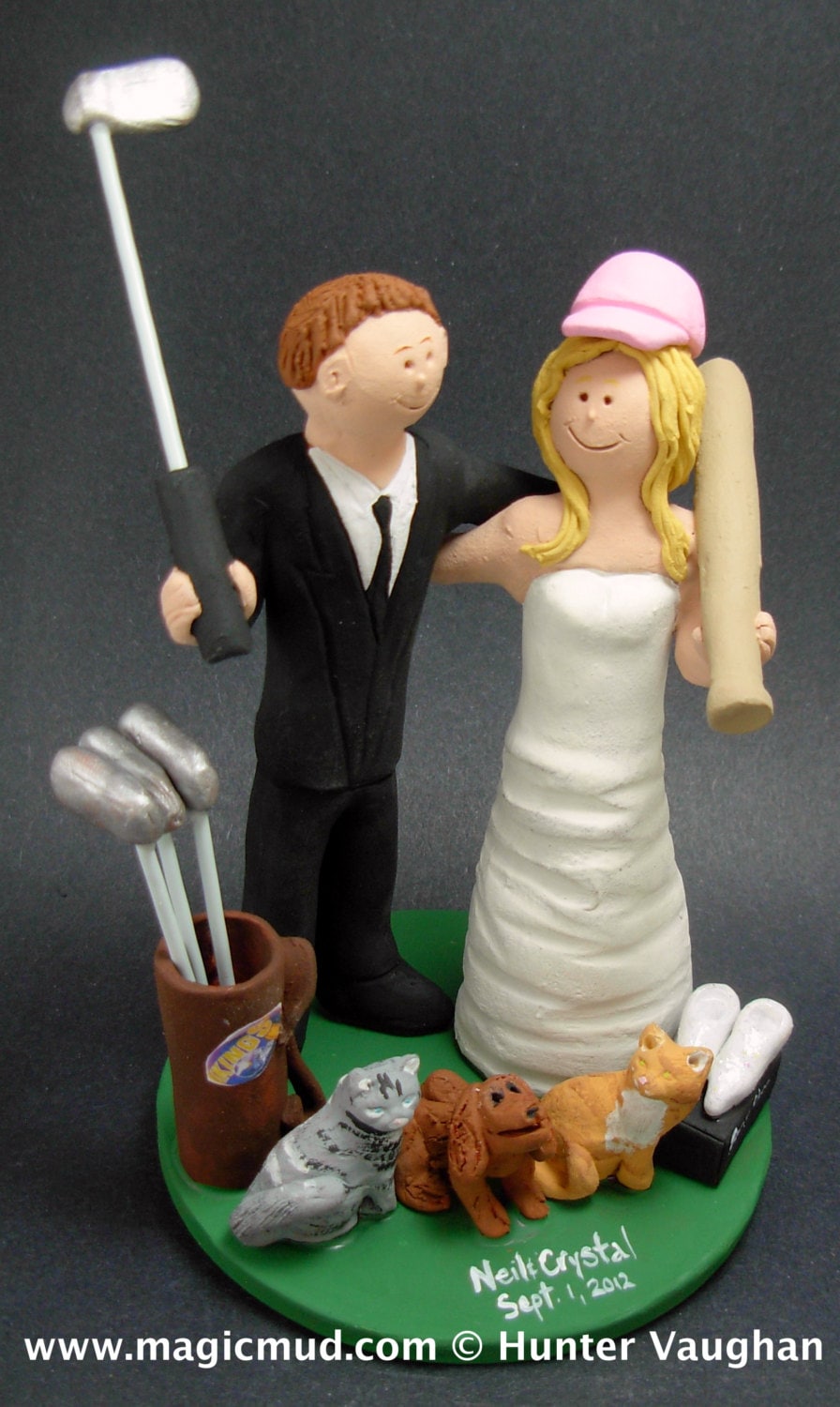 Golfing Wedding Cake Toppers, Custom Made Golfers Wedding Cake Topper - Wedding Cake Topper for Golfing Bride and Groom - Golf Cake Topper