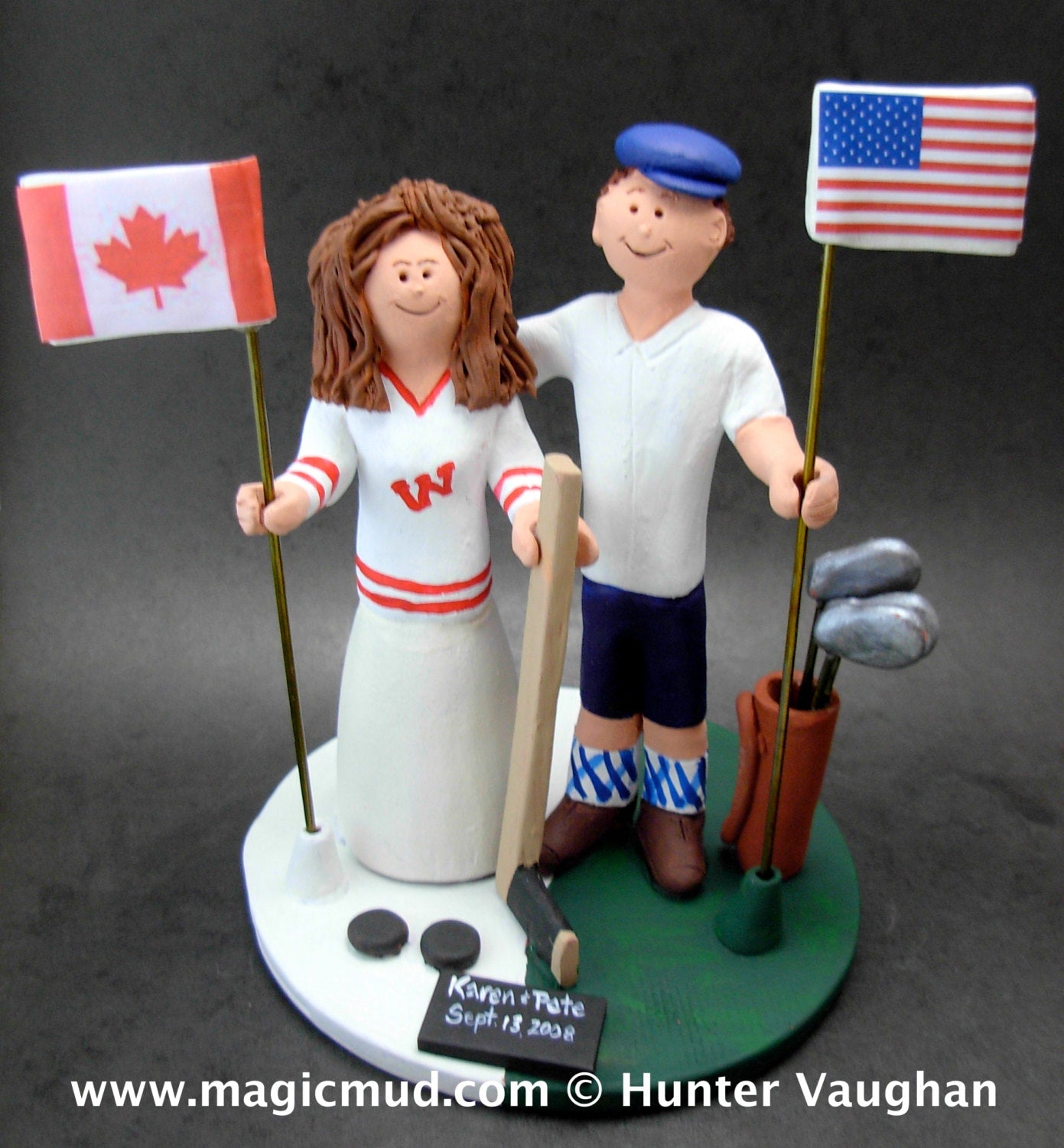 Golfing Wedding Cake Toppers, Custom Made Golfers Wedding Cake Topper - Wedding Cake Topper for Golfing Bride and Groom - Golf Cake Topper