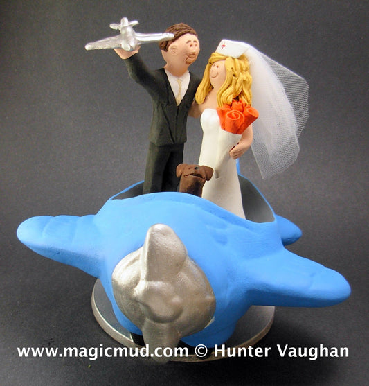 Aeronautical Engineer Marries Nurse Wedding Cake Topper