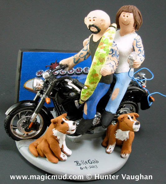 Bride and Groom with Tattoos Wedding Cake Topper