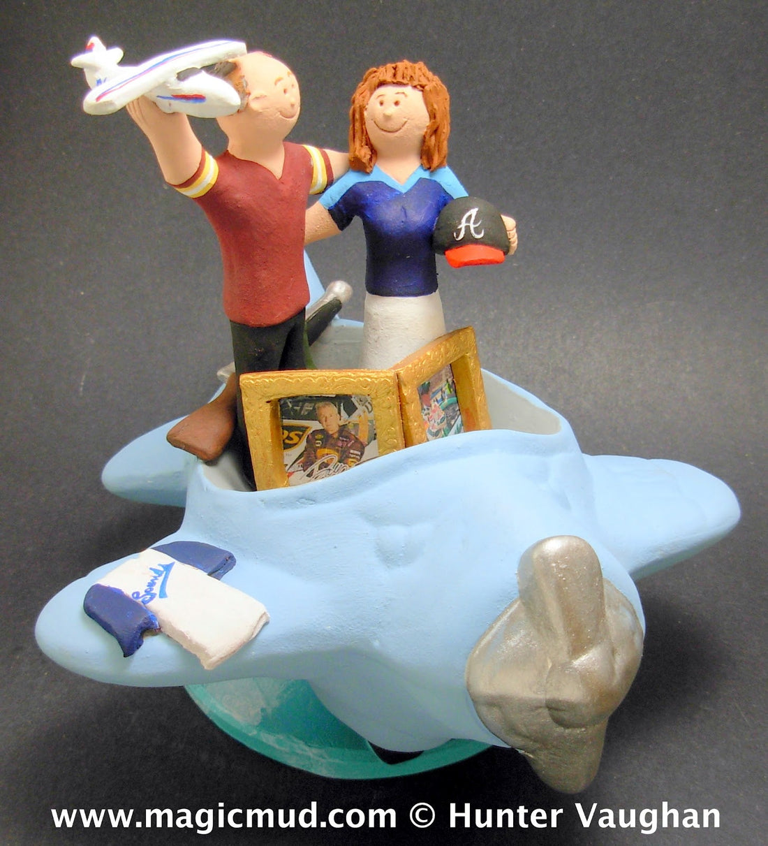 Cessna Pilot Groom Marries Atlanta Braves Bride- Wedding Cake Topper