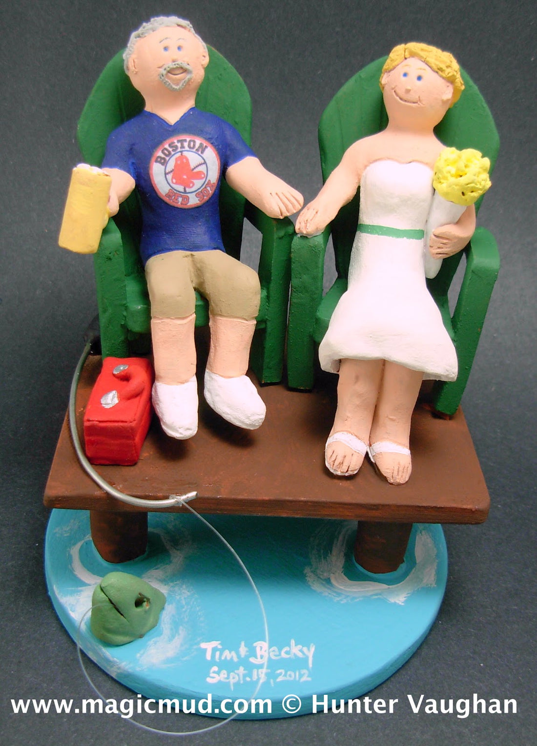 Couple in Adirondack Chairs Wedding Cake Topper