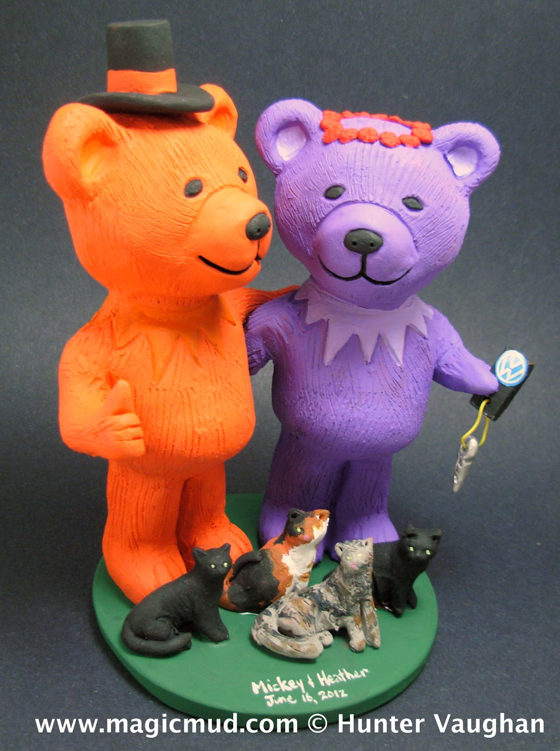 Deadhead Jerry Bears Wedding Cake Topper