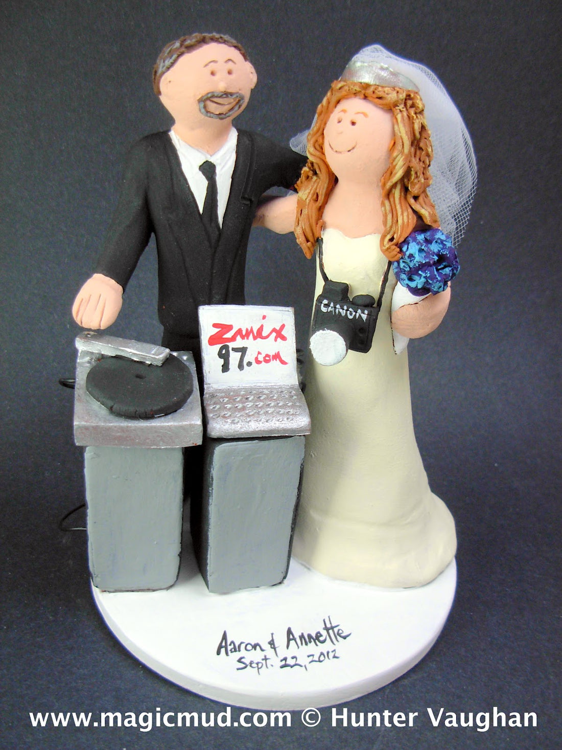 Disc Jockey Marries Photographer Wedding Cake Topper