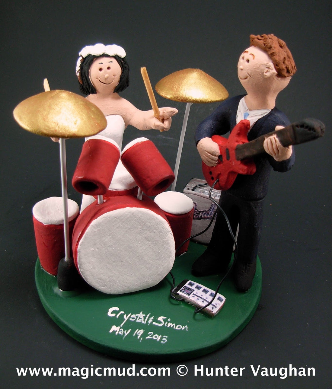 Drumming Bride Wedding Cake Topper