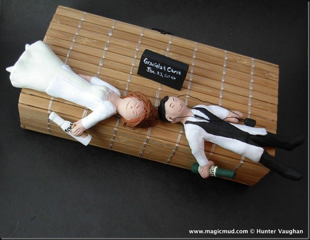 Drunken Bride and Groom Wedding Cake Topper