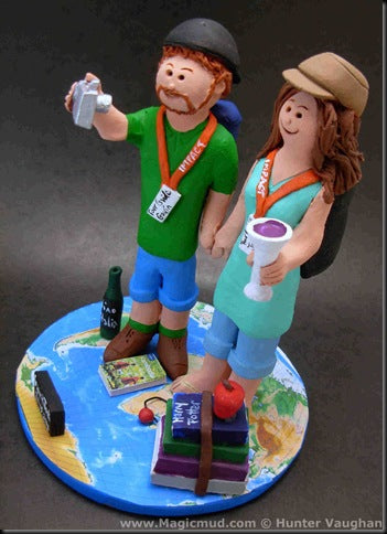 Backpacking Travelers&#39; Wedding Cake Topper