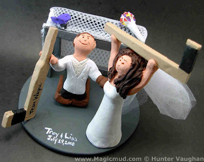 Hockey Playing Bride Wedding Cake Topper