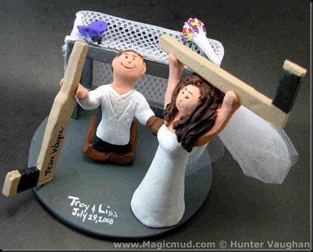 Hockey Bride Cake Topper .... Wedding Cake Topper of the Day