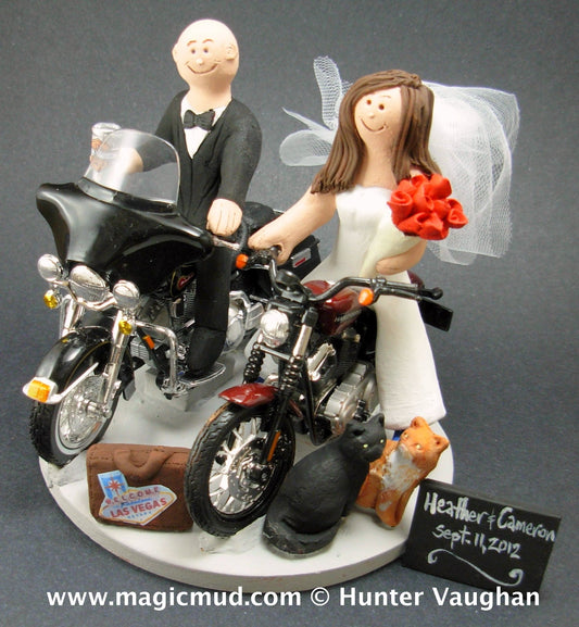 Motorcycle Bride Wedding Cake Topper